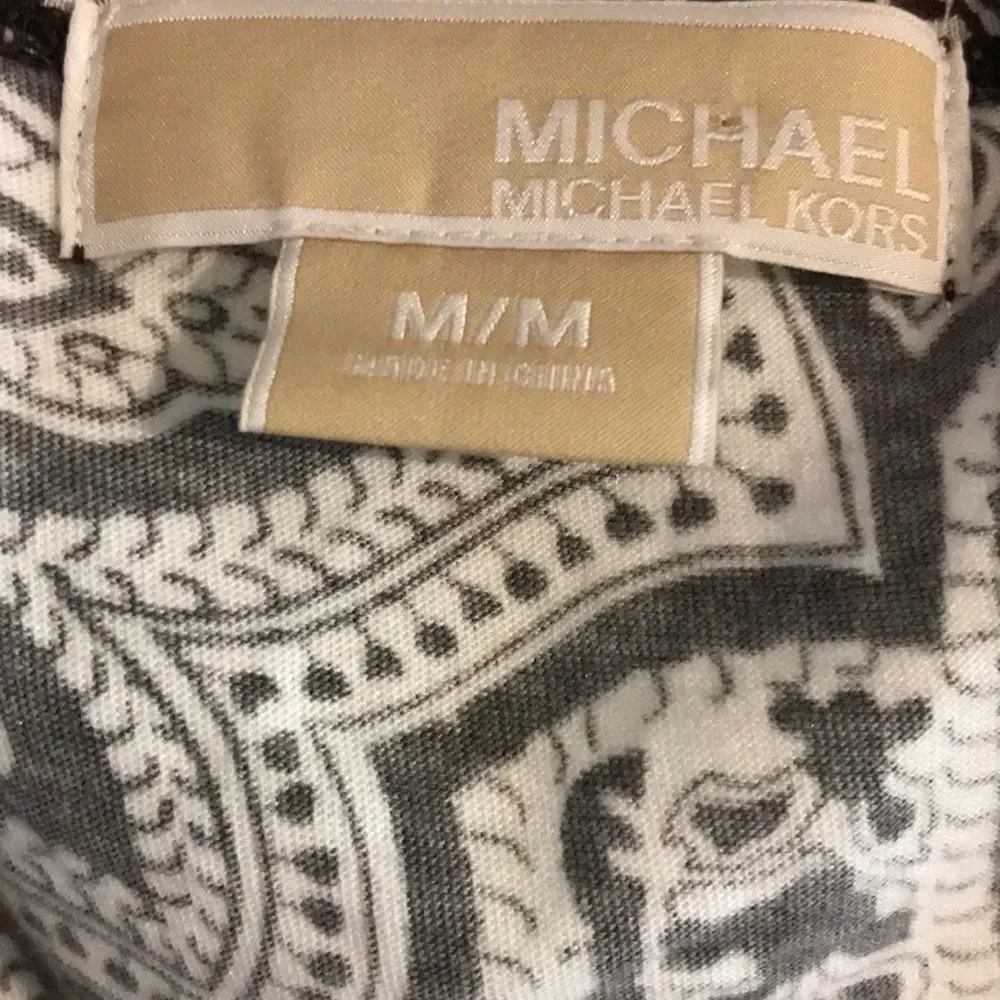 Michael Kors Brown & White Paisley‎ surplice Dress